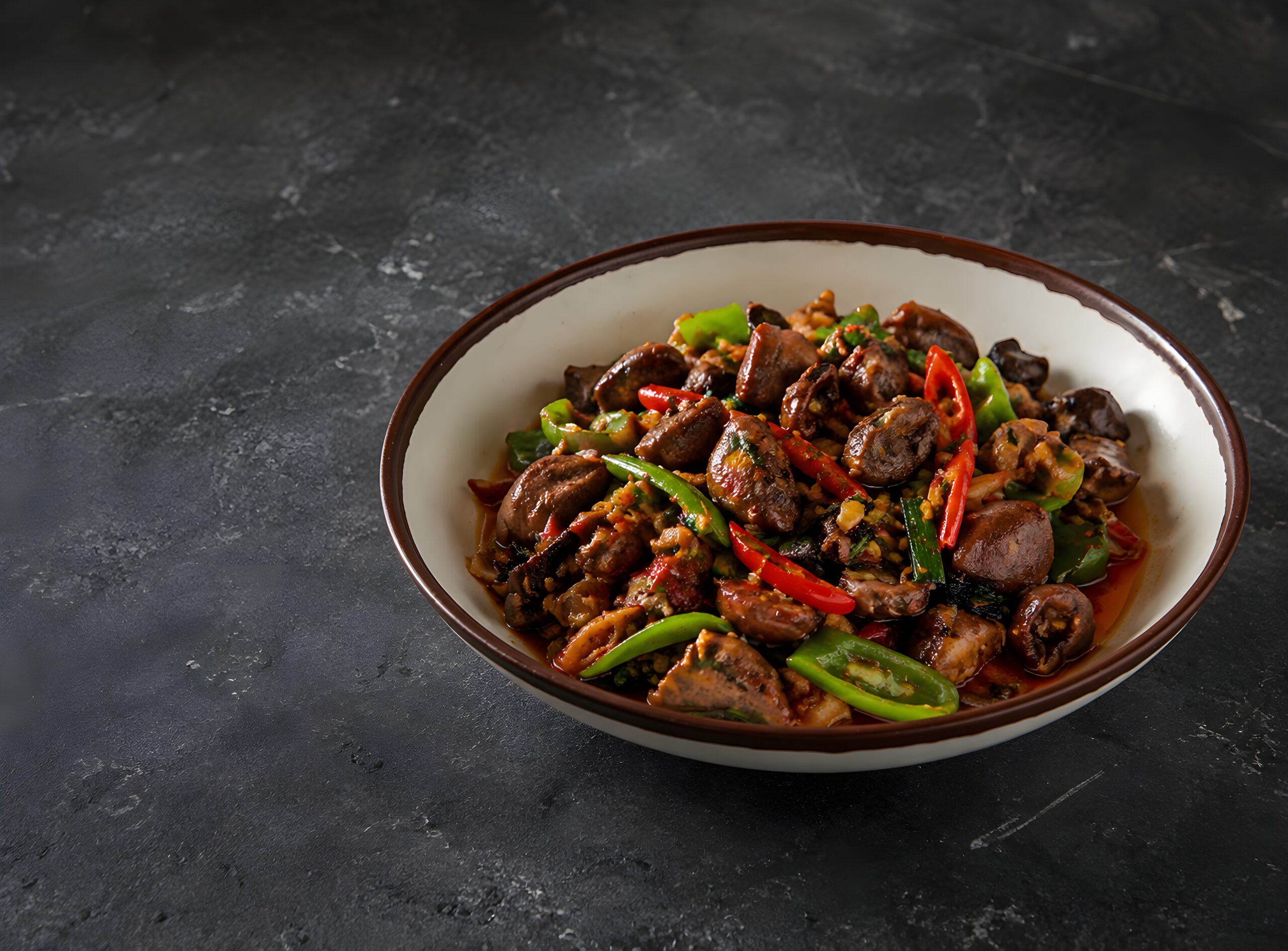 Spicy peppered Pally chicken gizzards